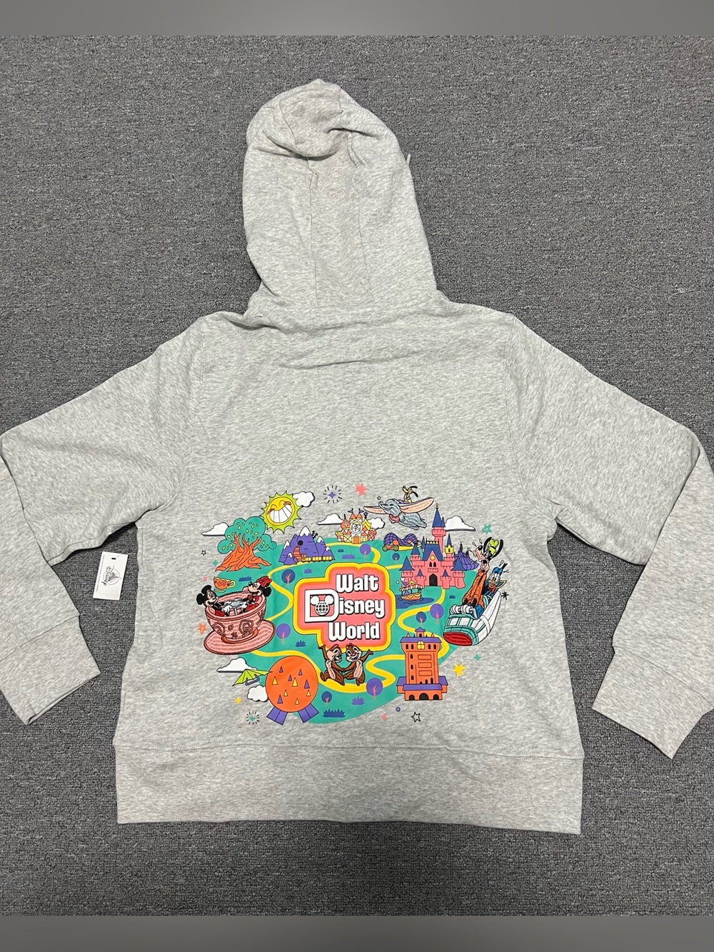 Walt Disney World Gray Embroidered Graphic Zippered Hoodie Unisex size M